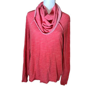FREE PEOPLE BEACH Cowl Neck Two Tone Tunic Top Long Sleeve - Medium
